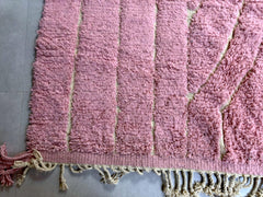 Pink Moroccan Wool Rug – Handmade Berber Area Rug, Textured Boho Carpet, Minimalist Tribal Living Room Decor