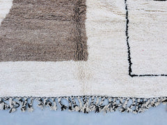 Modern Moroccan Beni Ourain Rug – Handmade Wool Area Rug – Cream & Orange Geometric Design – Custom Sizes Available