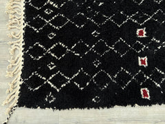 Blue Moroccan Rug - Handmade Beni Ourain Wool Carpet - Striped Berber Rug - Bohemian Living Room Decor