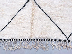Diamonds Custom Beni Ourain Rug - White & Black Moroccan Wool Carpet - Handmade Berber Area Rug with Dotted Design