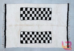 Checkered Moroccan Rug - Handmade Boujaad Carpet - Custom Beni Ourain Berber Rug - Traditional Design