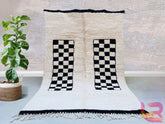 Checkered Moroccan Rug - Handmade Boujaad Carpet - Custom Beni Ourain Berber Rug - Traditional Design