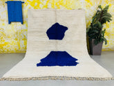 Amazing Blue & White Rug - Custom Fabulous Boujaad Rug - Beni Ourain Rug - Handmade Rug - Moroccan Berber Rug - Traditional Moroccan Carpet