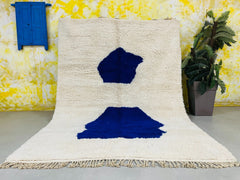 Amazing Blue & White Rug - Custom Fabulous Boujaad Rug - Beni Ourain Rug - Handmade Rug - Moroccan Berber Rug - Traditional Moroccan Carpet
