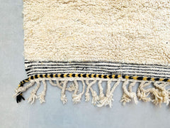 White & Yellow Berber Rug - Custom Moroccan Wool Carpet - Handmade Beni Ourain Area Rug - Boho Home Decor
