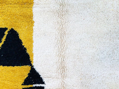 White & Yellow Berber Rug - Custom Moroccan Wool Carpet - Handmade Beni Ourain Area Rug - Boho Home Decor
