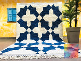Authentic Boho Berber Blue Rug - Handmade Boujaad Carpet - Custom Bedroom Rug - Bohemian 7x10 Area Rug - Housewarming Gift