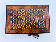 12"×8" Wooden Jewelry Box with Key, Moroccan jewelry Box, Handmade Jewelry Box, wedding wood memory box, thuya wooden burl Jewelry Box