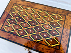 12"×8" Wooden Jewelry Box with Key, Moroccan jewelry Box, Handmade Jewelry Box, wedding wood memory box, thuya wooden burl Jewelry Box