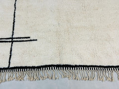 Modern Moroccan Rug - White & Black Beni Ourain Wool Rug - Handmade Tribal Berber Carpet for Living Room
