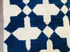 Beni Ourain Rug - White & Blue Moroccan Berber Rug - Custom Size Handmade Wool Carpet - High-Quality Decorative Area Rug