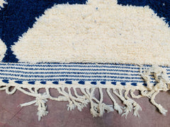 Beni Ourain Rug - White & Blue Moroccan Berber Rug - Custom Size Handmade Wool Carpet - High-Quality Decorative Area Rug