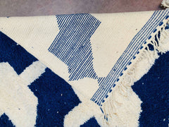 Beni Ourain Rug - White & Blue Moroccan Berber Rug - Custom Size Handmade Wool Carpet - High-Quality Decorative Area Rug