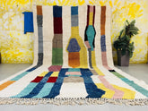 Colorful Moroccan Boujaad Rug - Handmade Wool Berber Carpet - Custom Bohemian Area Rug for Living Room