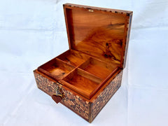 14"x11" Thuya Burl Wood Jewelry Box – Handmade Lockable Wooden Chest, Luxury Jewelry Storage Organizer