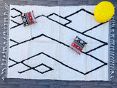 Luxury Beni Ourain Rug - Handmade Moroccan Wool Carpet - Cream & White Tribal Pattern - Custom Size Area Rug