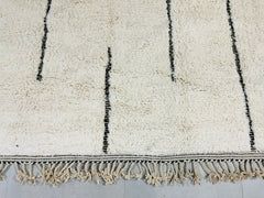 Authentic Moroccan Beni Ourain Rug - Handmade Wool Carpet, Cream & Back Tribal Design, Custom Area Rug for Boho Home Decor