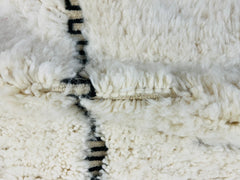 Authentic Moroccan Beni Ourain Rug - Handmade Wool Carpet, Cream & Back Tribal Design, Custom Area Rug for Boho Home Decor