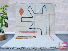 Custom Moroccan Beni Ourain Rug - Beige Wool Berber Carpet - Handmade Area Rug - Perfect for Modern Homes