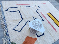 Custom Moroccan Beni Ourain Rug - Beige Wool Berber Carpet - Handmade Area Rug - Perfect for Modern Homes