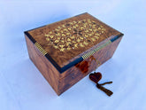 12"×8" Moroccan Thuya Wood Jewelry Box – Handmade Luxury Gift Box with Mother of Pearl Inlay, Lockable Design