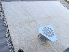 White Moroccan Handmade rug ,Beni ourain Woven style Morocco wool Berber Rug, modern rug, Hand woven rug, Azilal Berber style - Brown Rug Morocco