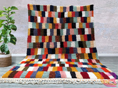 Handmade Moroccan Berber Rug - Multicolored Beni Ourain Wool Carpet, Custom Size, Luxurious Tufted Area Rug for Living Room or Bedroom