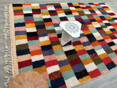 Handmade Moroccan Berber Rug - Multicolored Beni Ourain Wool Carpet, Custom Size, Luxurious Tufted Area Rug for Living Room or Bedroom