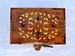 8"×5" Exquisite Handmade Thuya Wood Jewelry Box – Moroccan Artisan Design, Lockable Keepsake Organizer, Unique Gift Idea