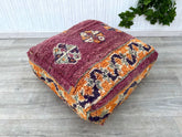 Moroccan Floor Pouf with Tassels - Bohemian Kilim Cushion, Vintage Ottoman Accent, Colorful Tribal Patterns, Unstuffed Cover Only