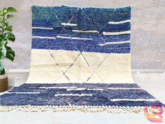 Berber White & Blue Custom Rug 8x10 Tufted, Home Decor Carpet Living Room, Moroccan Area Rug, Berber Carpet