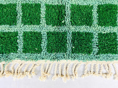Green Checkered Moroccan Rug – Handwoven Berber Wool Carpet