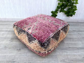 Vintage Moroccan Pouf Cover – Kilim Floor Cushion for Cozy Spaces