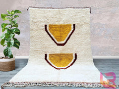 Authentic Moroccan Beni Ourain Rug - Cream Wool Handmade Carpet - Custom Large Area Rug for Living Room