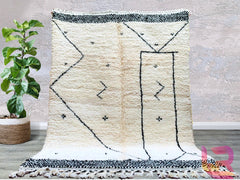 Exclusive Handmade Moroccan Rug – White Beni Ourain Wool Carpet – Custom Tufted Area Rug for Boho Home Decor