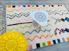Colorful Boho-Chic Moroccan Kilim Rug – Geometric Tribal Patterns