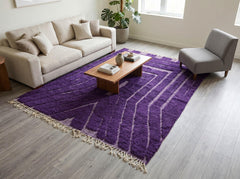 Purple Moroccan Rug – Handmade Berber Wool Rug, Geometric Beni Ourain Design