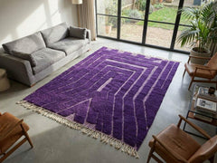Purple Moroccan Rug – Handmade Berber Wool Rug, Geometric Beni Ourain Design