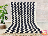 Beni Ourain Moroccan Rug - Black & White Handwoven Wool Carpet, Azilal Berber, Bohemian Living Room Rug, Tribal Design Decor, Berber Rug