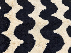 Beni Ourain Moroccan Rug - Black & White Handwoven Wool Carpet, Azilal Berber, Bohemian Living Room Rug, Tribal Design Decor, Berber Rug
