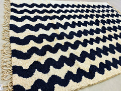 Beni Ourain Moroccan Rug - Black & White Handwoven Wool Carpet, Azilal Berber, Bohemian Living Room Rug, Tribal Design Decor, Berber Rug