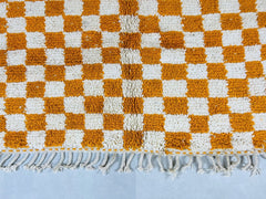 Checkered Orange Berber rug Custom Moroccan rug, Boho rug, Custom wool rug, handmade rug, Berber carpet, Boujaad rugm,
