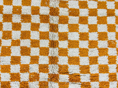 Checkered Orange Berber rug Custom Moroccan rug, Boho rug, Custom wool rug, handmade rug, Berber carpet, Boujaad rugm,