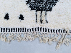White Black Moroccan Rug - Handmade Boujaad Wool Carpet - Custom White Black Area Rug - Bohemian Bedroom Decor