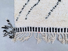 White Black Moroccan Rug - Handmade Boujaad Wool Carpet - Custom White Black Area Rug - Bohemian Bedroom Decor
