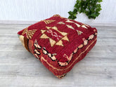 Handmade Moroccan Kilim Pouf – Vintage Cushion for Floor Decor