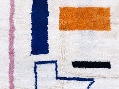 Modern Moroccan Beni Ourain Rug - Handmade Cream Wool Carpet, Minimalist Tribal Design, Custom Area Rug for Living Room or Bedroom