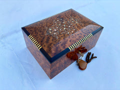 10"x7" Moroccan high quality burl jewelry Box,Thuya wooden jewelry box organizer,engraved Custom gift wedding Box,decorative wooden box