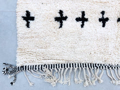 Swiss Cross Custom Black & White Moroccan Wool Rugs – Soft Shaggy Bohemian Floor Decor
