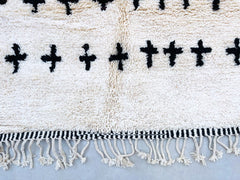 Swiss Cross Custom Black & White Moroccan Wool Rugs – Soft Shaggy Bohemian Floor Decor